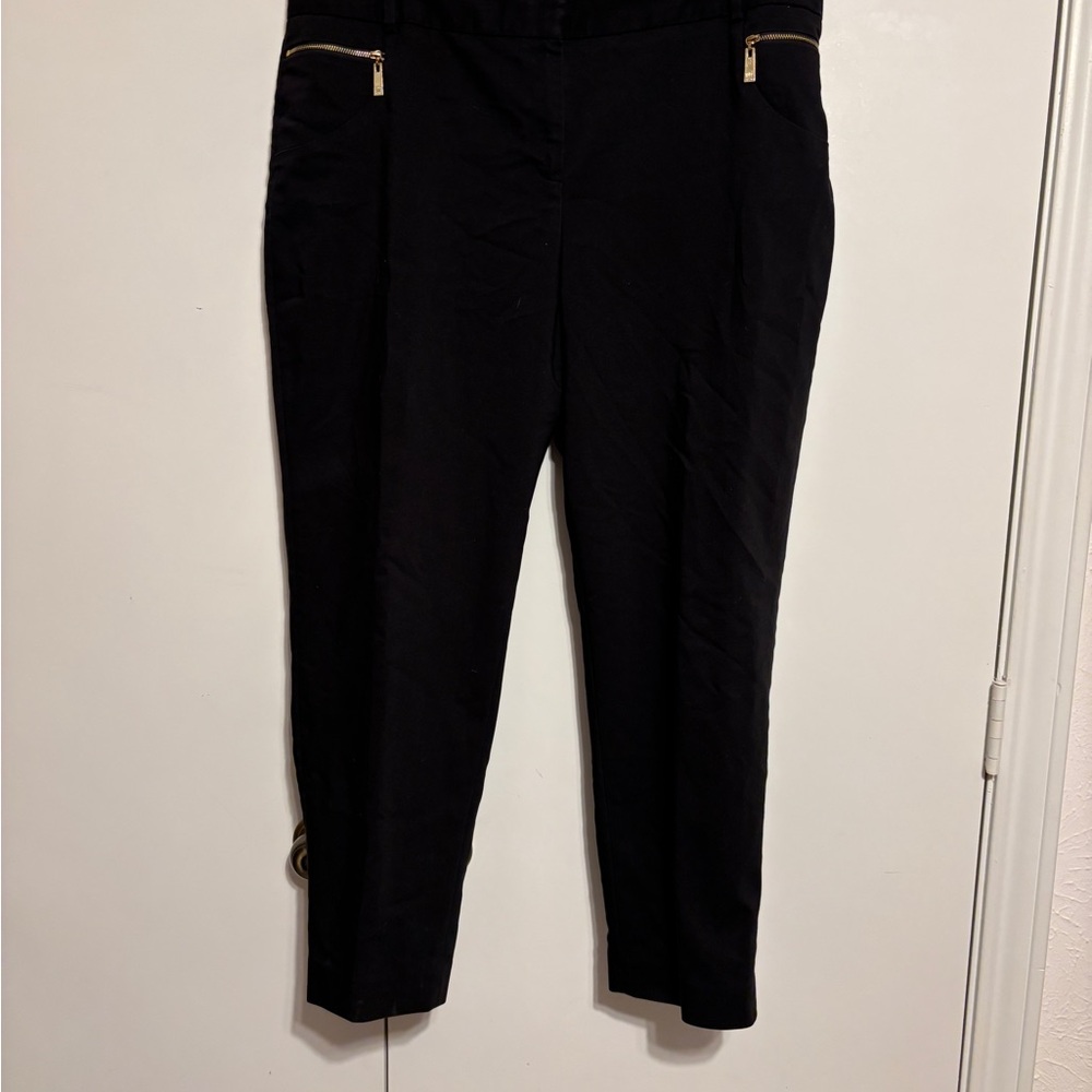 Chaus Black Cropped Pants with Gold Zippers